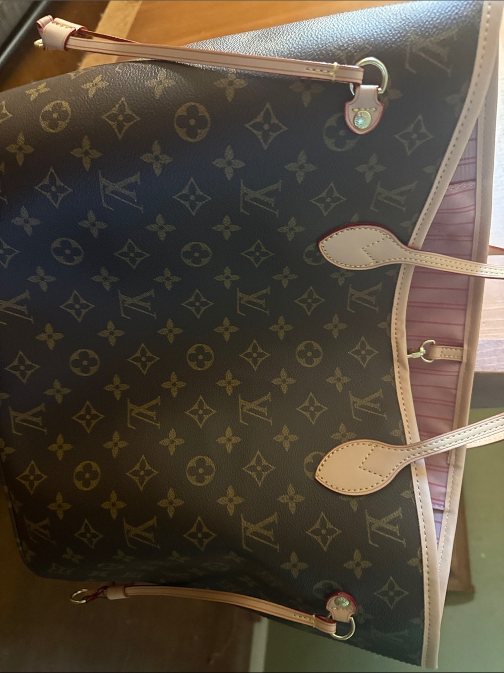 Luxury Monogram Canvas Tote with Light Pink Trim